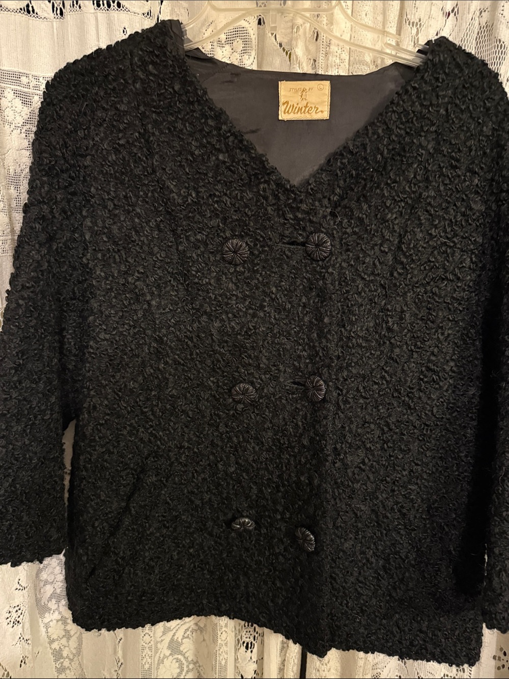 Vintage Black Bouclé black jacket by Winter